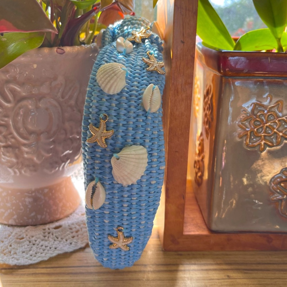 Seashell headband Blue Woven Headband Starfish  headband New Boutique